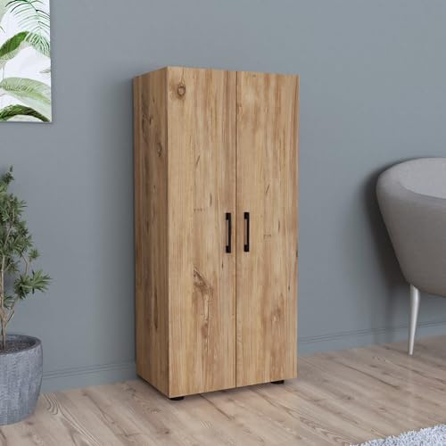 [en.casa] Armadio Stretto a 2 Ante Con 4 Ripiani - Mobile per Guardaroba e Ingresso - 108 x 49 x 32 cm - Effetto Rovere