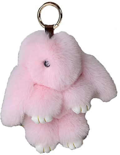 Xsclpomddy Süße Plüsch Hase Schlüsselanhänger Plüsch-Häschen Schlüsselanhänger Pom Poms Taschenanhänger Handtasche Autoschlüssel Dekoration