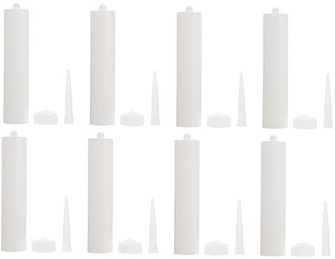 Leere Kartusche aus Pvc 300ml, 8 Stück, Weiß, Nachfüllbar