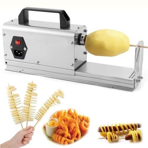 LIULIQ Tagliapasta Elettrico, Affettatrice per Patate Commerciale con Impugnatura Antiscivolo, velocità 180R/Min Regolabile E Taglio Uniforme, Spessore di Taglio Regolabile, per Ravanello, Patate
