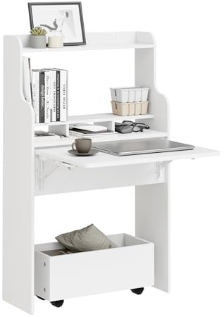 SoBuy Scrivania Salvaspazio Richiudibile con 5 Vani Aperti 64x63x100,6cm