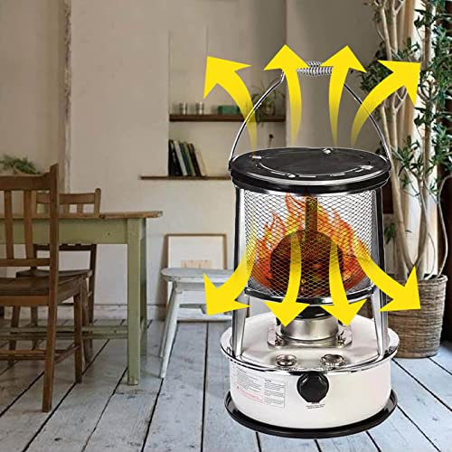BomDog Estufa de Queroseno Portátil para Interior Estufa de Calefacción de Camping Suministros Al Aire Libre Calentadores de Parafina sin Electricidad Calentador Eficiente/Red/6L/White