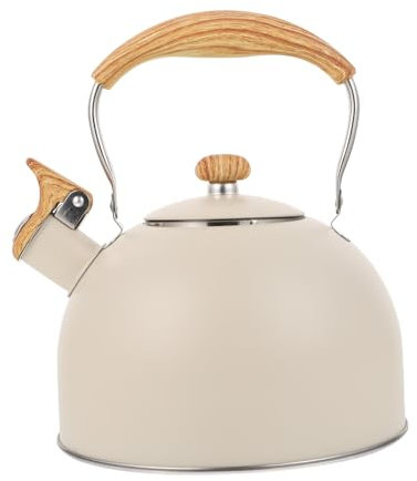 OFFSCH Whistling Teekessel Aus Edelstahl Mit Holzgriff Für Gasherde Und Induktionsherde Geeignet Beige