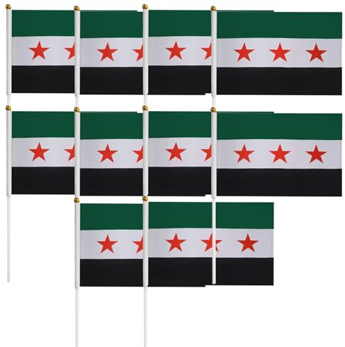 Qsvbeeqj Syrische Flaggen Mit Metallösen Für Den Innen Und Außenbereich Dekoration Handgehaltene Kleine Flaggen Der Syrien Syrisch Arabische Flaggen