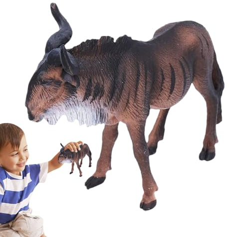 Zunishaone Gnu-Figur, Tierfiguren, realistische Figuren, kleine Tiere, Lernspielzeug für Schule, Sammlung oder Bürodekoration, einzigartiges thematisches Geschenk
