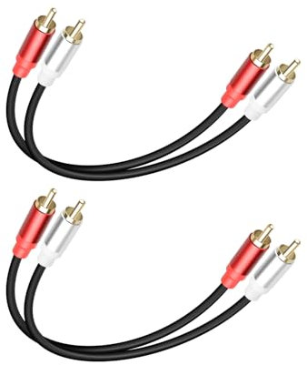 GELRHONR Cavo audio stereo 2Pack da 2RCA a 2RCA 1FT, corto 2 RCA maschio a 2 RCA maschio per subwoofer, altoparlante, home theater e altro