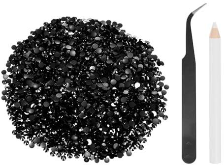 sourcing map 4000 diamantes de imitación de resina con parte trasera plana, SS16 de 4 mm, gemas de brillo redondas a granel con herramientas de recogida para manualidades, vasos, tazas, ropa, color