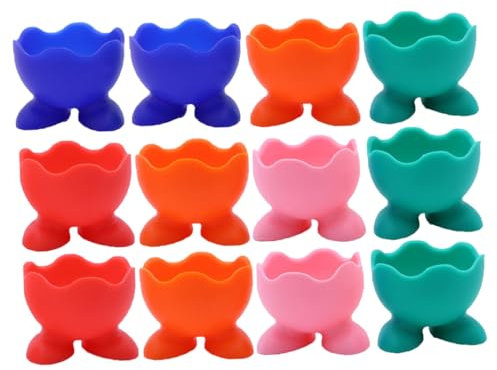HOLIDYOYO Lot De 12 Coquetiers En Silicone Antichoc Pour Œufs Durs, Supports Robustes Et Résistants à La Chaleur, Adaptés à La La Cuisine Service Petit-déjeuner