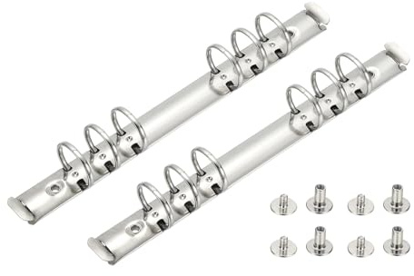 PATIKIL A5 6 Hole Ring Binder Mechanisms, 2 Set 0.8 O Ring Replacement Binder Planner Loose Leaf Binding Spines with Switches for Organizers DIY Fill Paper Storage Folder, 25mm Silver