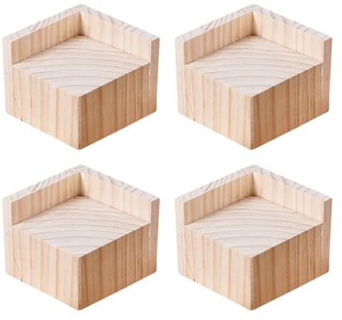 Rialzi per mobili in legno di pino, elevatori per tavolo, resistenti, confezione da 4 pezzi, altezza regolabile da 3 a 20 cm, ideali per divani, sedie, comodini, robusti ascensori per mobili