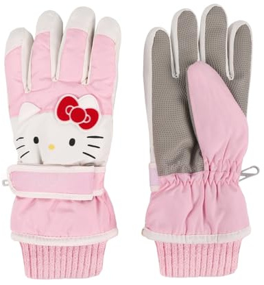 ISABELLA MOON Kids Boy Girl Waterproof Winter Snow Ski Snowboard Fleece Thermal Warm Outdoor Gloves (Cat)