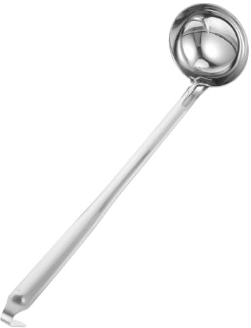 OKUMEYR Cucharón Inoxidable con Mango y Gancho Cazo para Servir Sopa Cocina Hogar Restaurante Diseño Engrosado y Seguro para Porcionar Fácilmente
