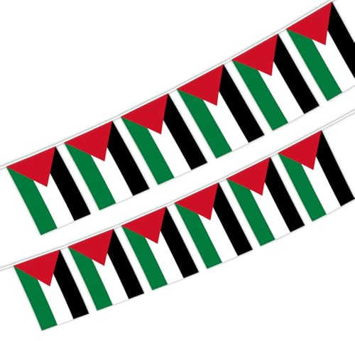 Banderines de bandera de Palestina, 6 metros, 20 banderas de poliéster FlagSuperstore