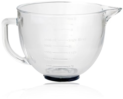 SPARES2GO 4.7L Glass Mixing Bowl Jug for KitchenAid Stand Mixers K40 5KSM5GB Spout 5qt