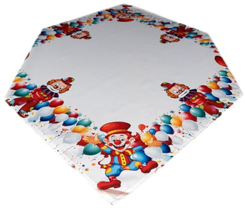 texpot Tischdecke 85 x 85 cm Druckmotiv Clown mit Luftballons Tischtuch