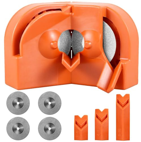 Multi-function Drill Bit Sharpener, Multipurpose Drill Bits Grinding Sharpener, Portable Drill Bit Sharpener with 4 Grinding Wheels for All Bits(5/64''- 5/8'') (Orange)