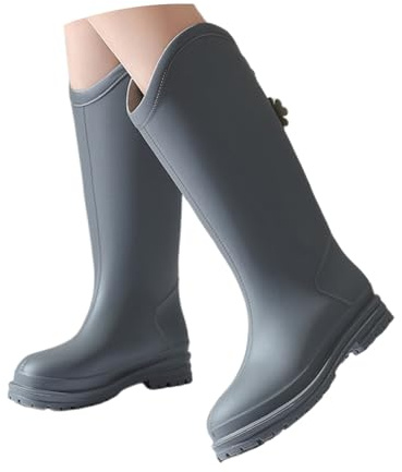 Botas de goma para mujer y hombre, impermeables, antideslizantes, cómodas, largas, para exteriores, para senderismo, camping y uso diario, gris, 37 EU