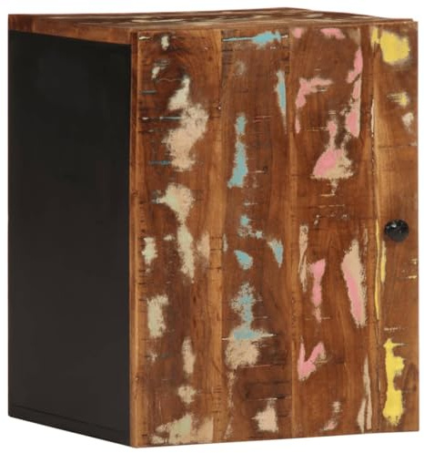Générique Armadio da parete per bagno, in legno massello, 38 x 33 x 48 cm, armadio sospeso 2 scomparti con porta flessibile sinistra o destra, ripostiglio da parete senza ingombri sul pavimento