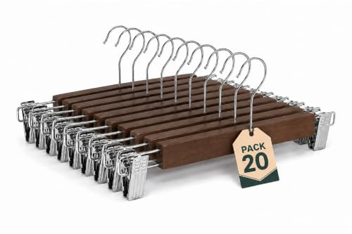 ACCRUX- Perchas de Madera para Pantalones (Marron, Pack 20)