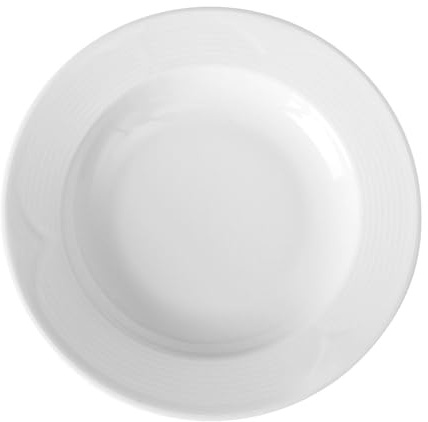 HENDI Assiette creuse, bords renforcés, émaillage de qualité, résistance aux impacts et à l'usure, convient à micro-ondes et lave-vaisselle, ø220mm, porcelaine blanche