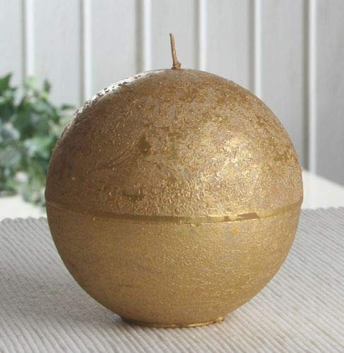 Rustik-Kugelkerze, 10 cm Ø, Gold-metallic