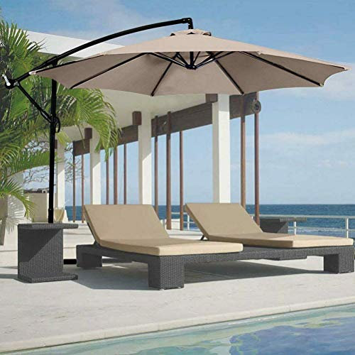 Ombrellone da Giardino Decentrato 3x3 Mt Palo Alluminio Chiusura a Manovella Base a Croce Sistema Air Vent Arredamento Esterno Gazebo Piscina Giardino Terrazzo Ambienti Esterni (Tortora)