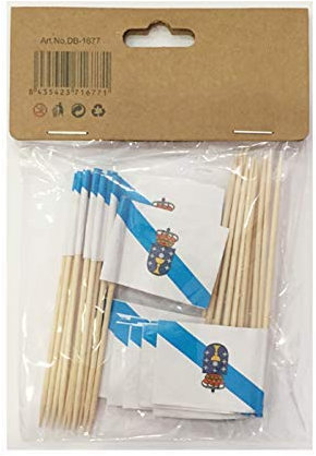 Durabol Palillos de Tapas con Bandera, Etiquetas Pequeñas para Magdalenas Decorar Tartas Bocadillos Cumpleaños Boda Fiesta de Bienvenida 3.5 * 2.5cm (Galicia 25PCS)