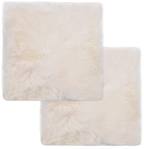 vidaXL 2X Stuhlauflage Sitzauflage Fellauflage Sitzpolster Sitzkissen Stuhlkissen Weiß 40x40cm Echtes Schaffell Lammfell Öko Lamm Echtfell