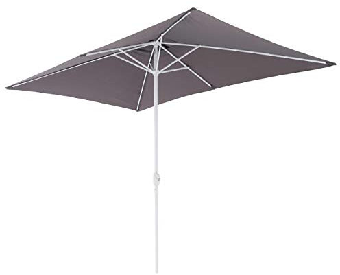 Nexos Trading Sonnenschirm Marktschirm Rechteckschirm 2x3m anthrazit eckig Kurbel Sonnenschutz Garten Camping Terrasse Gestänge aus Stahl Farbe wählbar