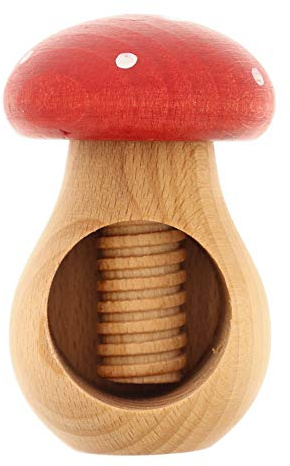 5X HOFMEISTER® Nussknacker Holz Pilzform Fliegenpilz – Walnüsse knacken mit wenig Kraft, Schraubgewinde, Buche, 10 cm, Handarbeit