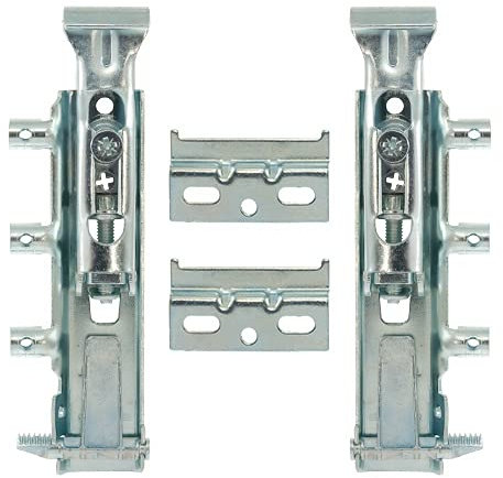 Syskor 2 Juegos Ajustable Cocina Colgador Oculto para Muebles Suspendidos Soporte para Colgar Armarios, la Carga: 65 Kg Placa + 2X Tapas Blancas, Niquel, 0
