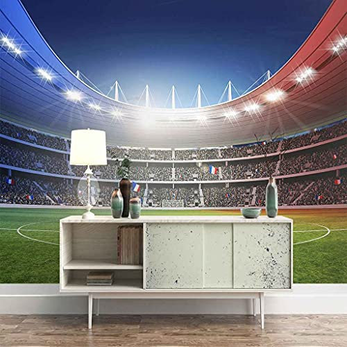 QMWZZV Wall Mural Wallpaper Green Football Field Wallpapers DIY Large Mural Sticker Teens Boys Girls Bedroom Living Room TV Backdrop 3D Wall Murals Wallpaper Self-Adhesive Canvas 250x175 cm