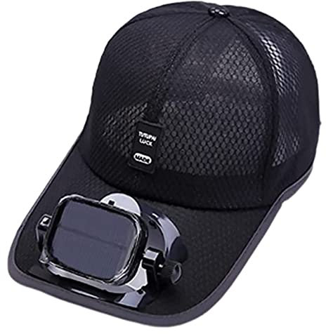 BOTOWI Hommes Femmes Fan Hat Baseball Cap intégré en ventilateur solaire + USB double alimentation réglable vitesse et direction du vent, 24 heures de refroidissement,Noir,One Size