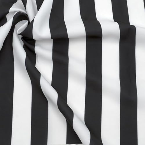 STOFFKONTOR Modestoff Dekostoff universal Streifen Breit - Meterware, Farbe Schwarz-Weiss - zum Nähen von Bekleidung, Dekorationen UVM.