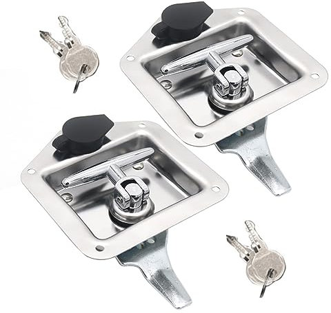 T-Handle Latch,2 Pack Polished Stainless Steel T Handle Latch with Keys Heave Duty T-Handle Lock for RV Camper Trailer Truck Bed Toolbox