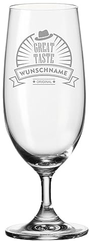 GRAVURZEILE Leonardo Bierglas mit Gravur - Great Taste - Personalisiert mit Namen - Biertulpe als Geschenk - Geschenkidee für Männer - Geschenke für Papa zum Vatertag - 280 ml