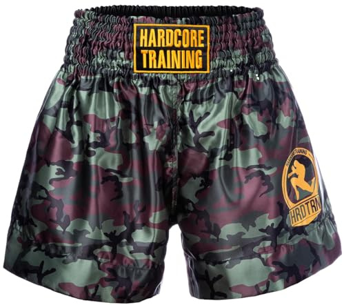 Hardcore Training Classic Muay Thai Pantaloncini Uomo Fight Shorts Nero Bianco Rosso Blu Camo Kickboxing Boxe Combattimento MMA Sparring