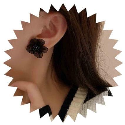 Inilbran Boho Spitze Blume Ohrringe - Schwarze Vintage Ohrstecker - Tattoo Schmuck für Frauen und Mädchen
