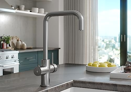 4 in 1 Instant Boiling Water Tap, Filtered Boiling & Cold Water Kitchen Tap, 2.4L Boiler Unit and Filter Set | Instant hot Drink 4 in 1 Tap (Brushed Steel)
