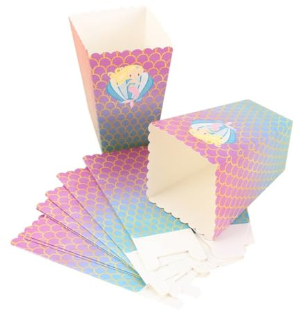 ABOOFAN 12 Cajas de Palomitas de Maíz con Diseño de Sirena Cajas de Festoneadas para Cumpleaños Bodas Buffet de Dulces