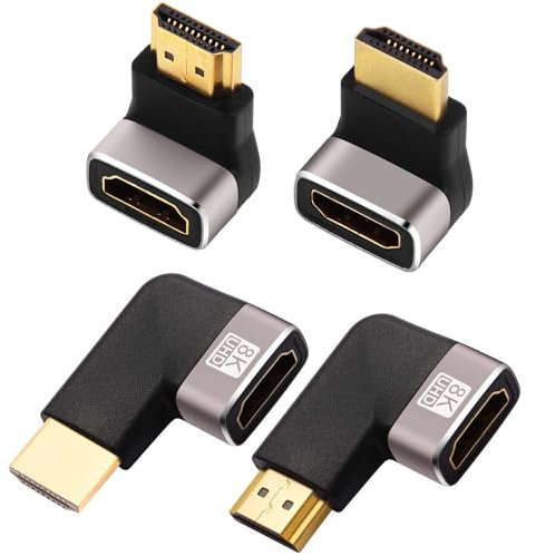 AIMHDUTY 8K HDMI Eblow 4-Pack HDMI Right Angle Adapter 90 and 270 Degree Gold Plated, Support 8K@60Hz,4K@120Hz,HDR,eARC for PC Laptop HDTV Switch