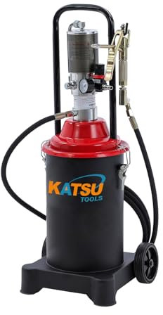 KATSU Tools Bomba de Grasa Neumática 12L Bomba de Engrase con Aire a Presión Dispensador de Pistola de Grasa de Aire Portátil con 12ft Manguera, 500 Bar, para Maquinaria de Automóviles y Camiones