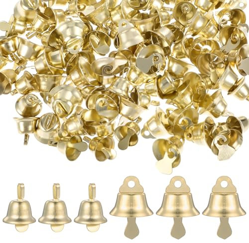 100 Stück Mini-Goldglocken, Kleine GlöCkchen zum Basteln, SchellenglöCkchen zum Basteln, Hochzeitsglocken zums LäUten Bei Hochzeiten, Papier-Hochzeitsglocken, Dekoration, Vintage-Glocken