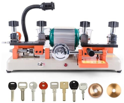 ZHPPED Horizontal Key Cutting Machine(238BS), 120W Multifunctional Double Head Key Copy Machine, Hand Wheel Key Copy Tool, Locksmith Equipment, For Door and Car Lock Key Copy Duplicating Equipment