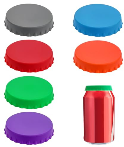 6pcs Soda Can Lids for Fizzy Drinks Beverage Can Sealer Cap Silicone Can Covers for Drinks Cans Carbonated Pop Can Lid, Reusable Spill-Proof Can Saver Fits Standard Cans Drink Juice Cans