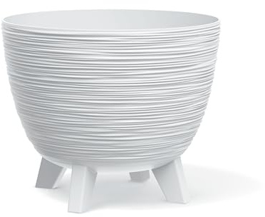 Stolmet Flower Pots with Legs, Round Planter Pots, Perfect for Indoor and Outdoor Decorating, Available in Four Colours, Capacity of 5L to 26L (White, 300Ø)