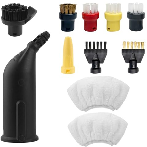 Wiseten 11 Stück Zubehör für Kärcher Dampfreiniger Easyfix SC2 SC3 SC4 SC5 | Rundbürstenset Düse Mundstück Mikrofaser-Tuch Handdüse Ersatzteile für Kärcher Dampfreiniger