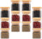 Goulifan 12 tarros de especias de vidrio con tapa de bambú, 150 ml, herméticos, juego de recipientes de almacenamiento de alimentos de cocina con etiquetas negras, tarros de condimentos vacíos para