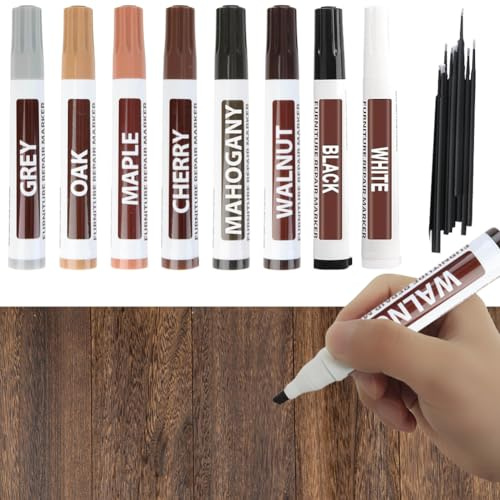 Furniture Repair Pen,Laminate Scratch Repair Kit,Furniture Touch Up Pen,Laminate Floor Scratch Repair,Wood Scratch Repair Kit,Complementary Color Pen for Stains (Multicolor-8 pcs)