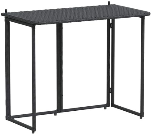 vidaXL Gartentisch Klappbar Schwarz 90x51x75 cm Poly Rattan